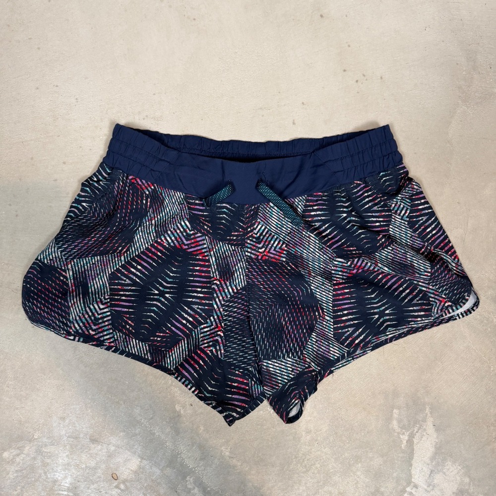 Patagonia Womens Strider Running Shorts Geometric Print Navy Blue 57622 SP18 M - Picture 1 of 6